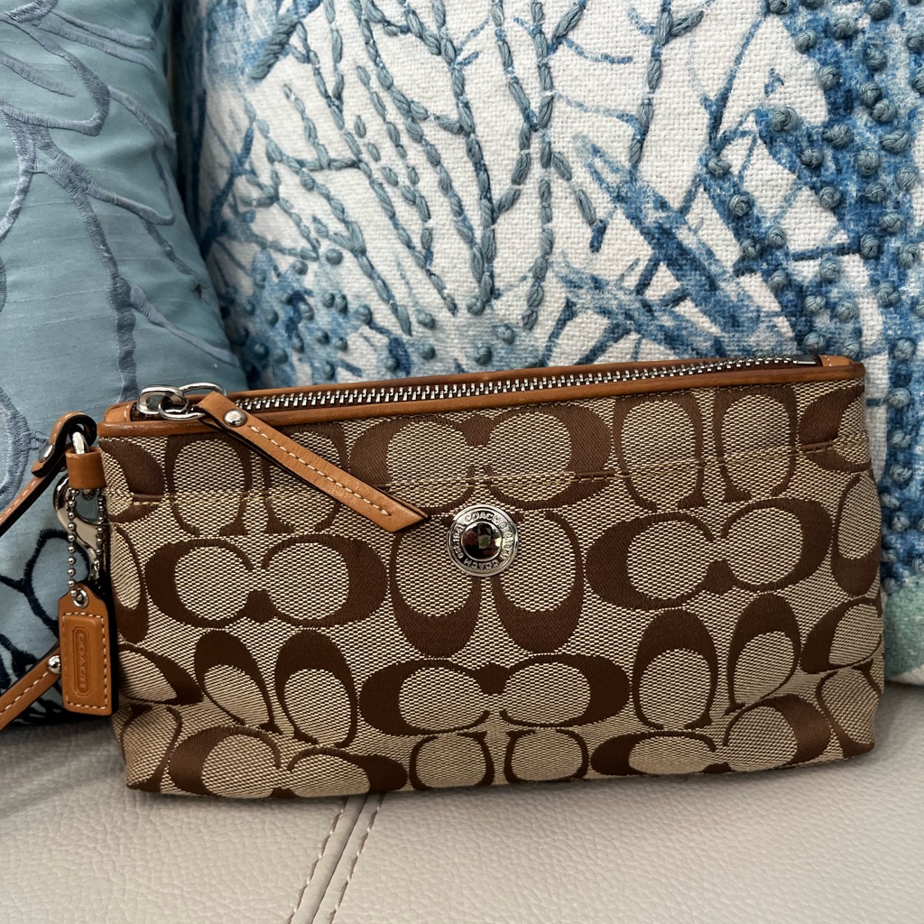 Brand New Coach Signature Canvas Wristlet